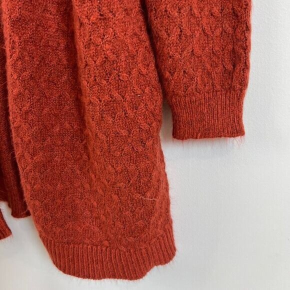 Kempson Womens Medium Burnt Orange Open Front Knit Acrylic Cardigan Sweater Boho - Picture 12 of 15